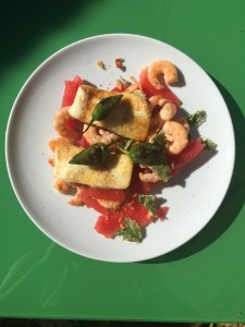 Watermelon Prawn Cheese salad